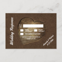 Rustic Carved Tree Slice Wedding RSVP Cards