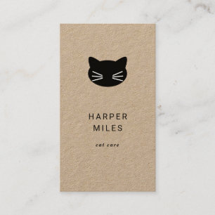 Rustic cat logo cat specialist business card