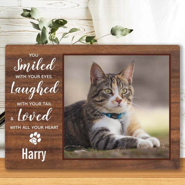 Rustic Cat Memorial Pet Loss Gift Photo Plaque (Creator Uploaded)