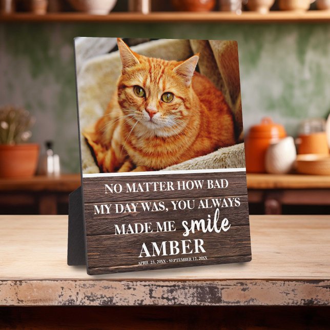 Rustic Cat Remembrance Keepsake Photo Plaque (Creator Uploaded)