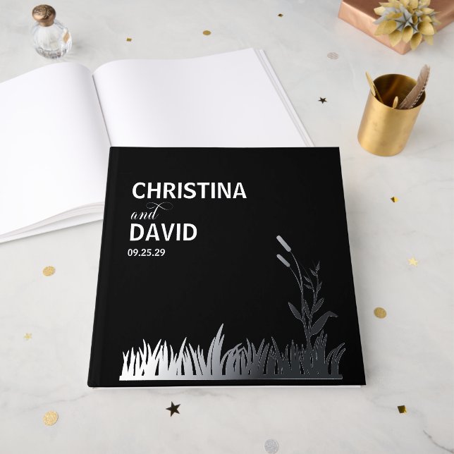 Rustic Cattails Guest Book (Front Open)