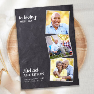 Rustic Celebration Of Life 3 Photos Memorial Invitation