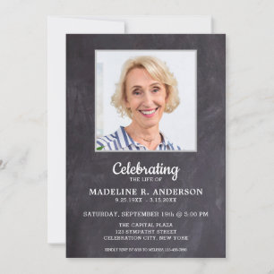 Rustic Celebration Of Life Memorial Photo Funeral Invitation