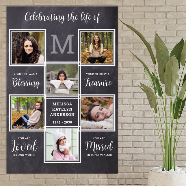 Rustic Celebration Of Life Memorial Unique 6 Photo Poster (Creator Uploaded)