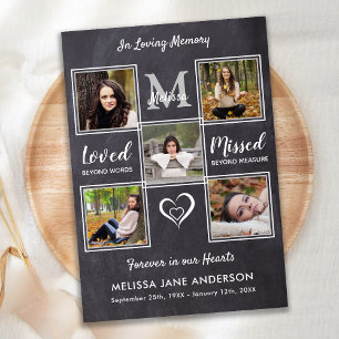 Rustic Celebration Of Life Photo Collage Memorial Invitation