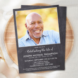 Rustic Celebration Of Life Photo Memorial Funeral Invitation