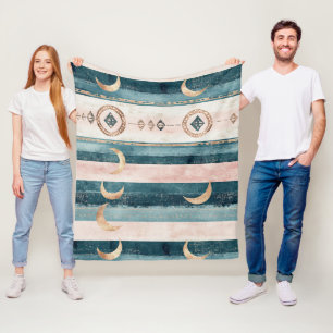 Rustic Celestial Stripe Moon Sun Earthy (10) Fleece Blanket