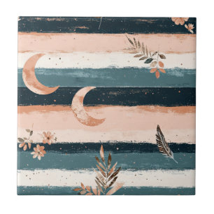 Rustic Celestial Stripe Moon Sun Earthy (2) Tile