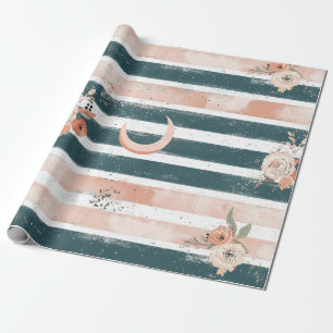 Rustic Celestial Stripe Moon Sun Earthy (3) Wrapping Paper