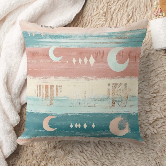 Rustic Celestial Stripe Moon Sun Earthy (4) Cushion (Blanket)
