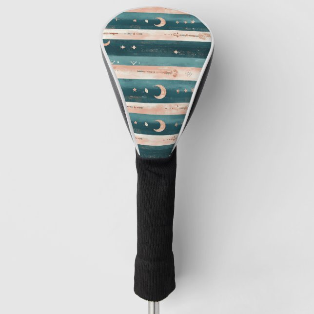 Rustic Celestial Stripe Moon Sun Earthy (5) Golf Head Cover (Front)