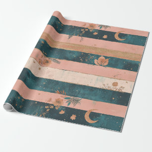 Rustic Celestial Stripe Moon Sun Earthy (6) Wrapping Paper