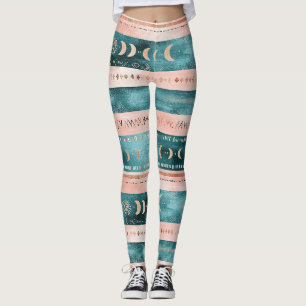 Rustic Celestial Stripe Moon Sun Earthy Leggings