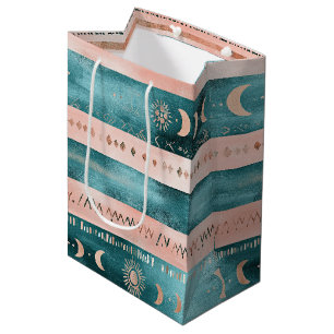Rustic Celestial Stripe Moon Sun Earthy Medium Gift Bag