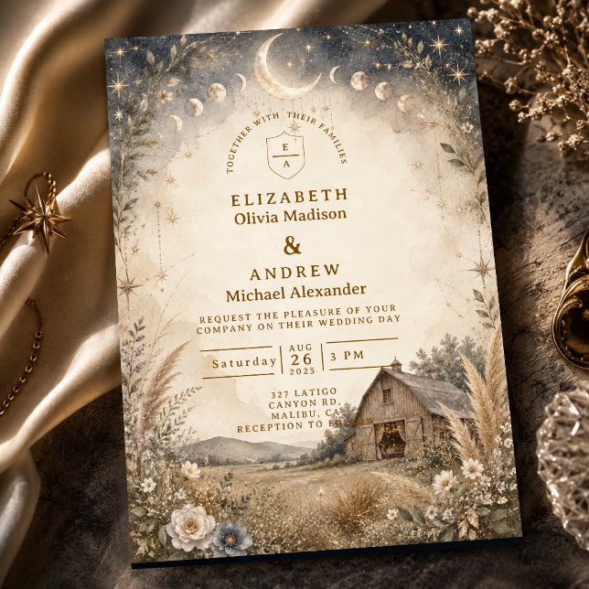Rustic Celestial Wedding Invitation (Creator Uploaded)