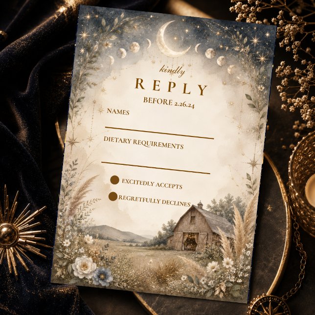 Rustic Celestial Wedding RSVP Card (Creator Uploaded)