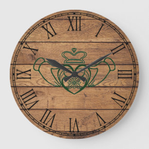 Rustic Celtic Claddagh Large Clock