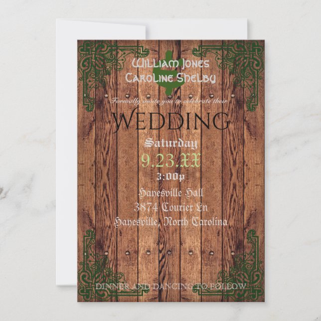 Rustic Celtic Claddagh Wedding Invitation (Front)