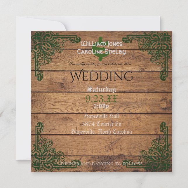 Rustic Celtic Claddagh Wedding Invitation (Front)