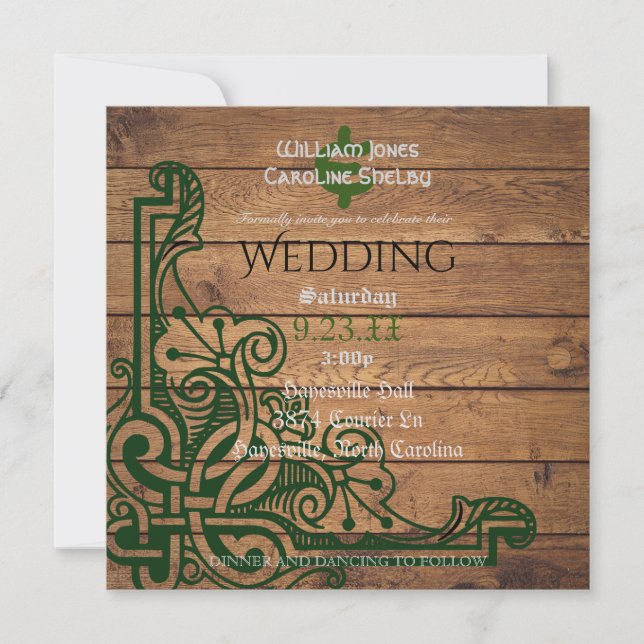 Rustic Celtic Claddagh Wedding Invitation (Front)