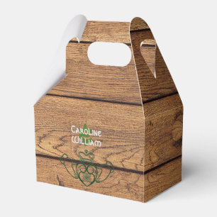 Rustic Celtic Claddagh Wood Texture Favour Box