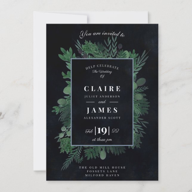 Rustic Celtic Foliage, Moody hand painted invite (Front)
