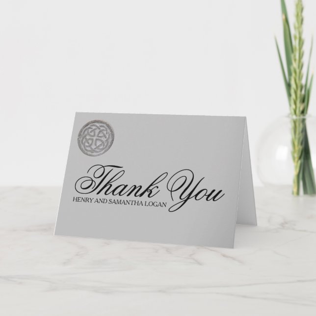 Rustic Celtic Knot Personalised Thank You Note Card (Front)