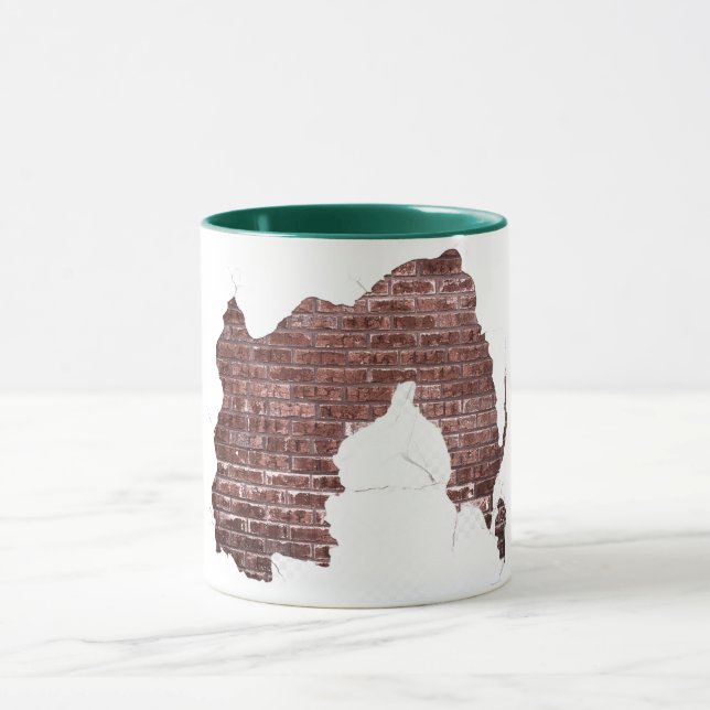 Rustic Ceramic Brick Wall Peeling Plaster Mug (Center)