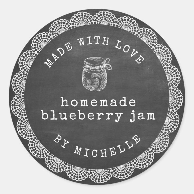 Rustic Chalk Embroidery Jam Label Canning Sticker (Front)