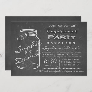Rustic Chalk Mason Jar Engagement Party Invite
