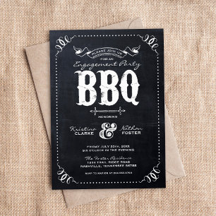 Rustic Chalkbaord Engagement Party BBQ Invitation