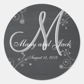 Rustic Chalkboard 3d Monogram Classic Round Sticker