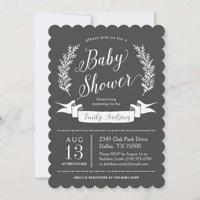 Rustic Chalkboard Baby Shower Invitation (Front)