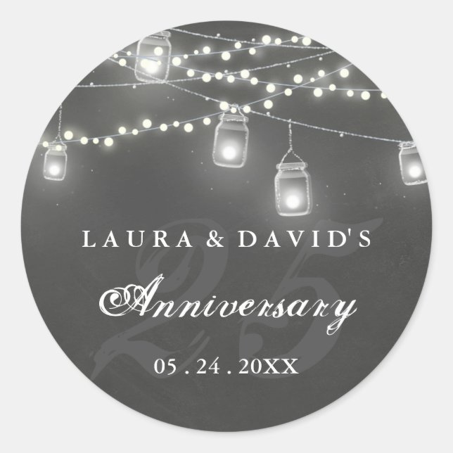 Rustic Chalkboard Backyard Anniversary Sticker (Front)