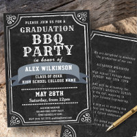 Rustic Chalkboard Backyard BBQ Party Simple GRAD