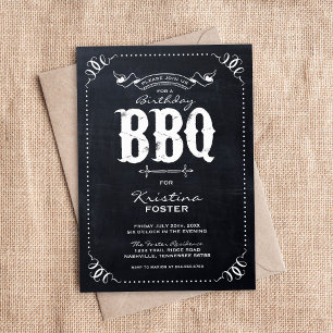 Rustic Chalkboard Birthday Party BBQ Invitation