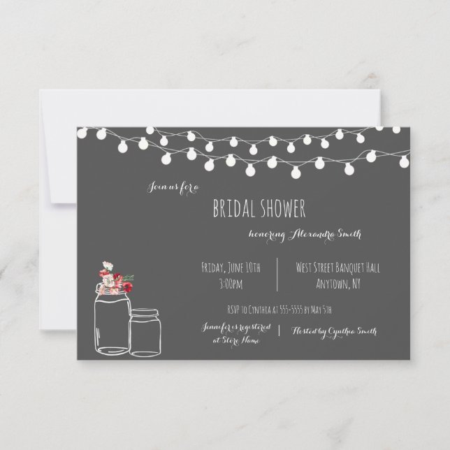 Rustic chalkboard bridal shower invitations (Front)
