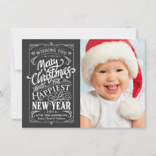 Rustic Chalkboard Christmas Holiday Photo Cards