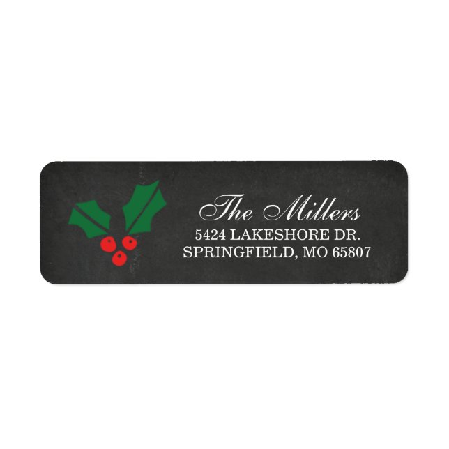 Rustic Chalkboard Christmas Holly Berry (Front)