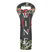 Rustic Chalkboard Christmas Wreath Wine Tote
