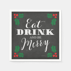Rustic Chalkboard Eat Drink and Be Merry Napkin