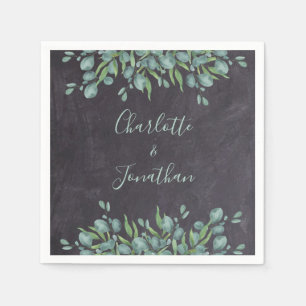  Rustic Chalkboard Eucalyptus Greenery Wedding Napkin