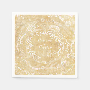 Rustic Chalkboard Floral Garland Napkin