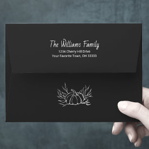 Rustic Chalkboard Halloween Pumpkin Return Address Envelope