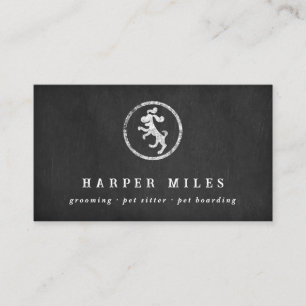 Rustic chalkboard happy dog logo business card