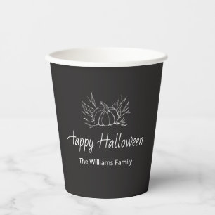 Rustic Chalkboard Happy Halloween Simple Pumpkin Paper Cups