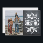 Rustic Chalkboard Holly Jolly Christmas Photo Card<br><div class="desc">Customisable rustic holiday photo card featuring chalkboard background and whimsical snowflakes. Similar items are available in my store.</div>