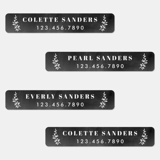 Rustic Chalkboard Iron On Name Labels (Group)