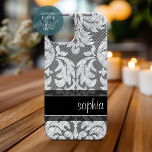 Rustic Chalkboard Lace Pattern Custom Name