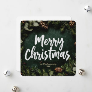 Rustic Chalkboard Merry Christmas Photo Card